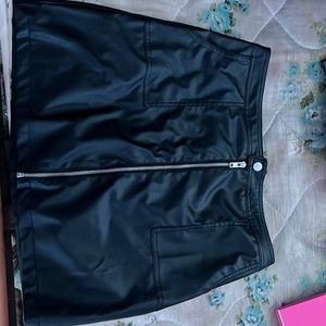 Black Zip Leather Skirt